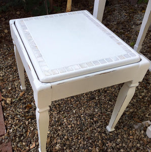 SOLD! Antique Bathroom Vanity, White, Cottage - Farmhouse, White Mother of Pearl inlay