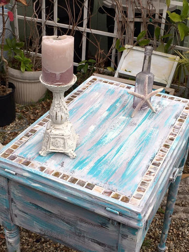 SOLD! Beachy, Farmhouse, Shabby  Upcycled Entry Table, Side Table from a 1920's Sewing Machine