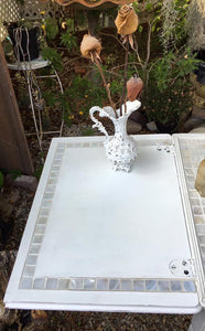 SOLD! Antique Bathroom Vanity, White, Cottage - Farmhouse, White Mother of Pearl inlay