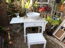 SOLD! Antique Bathroom Vanity, White, Cottage - Farmhouse, White Mother of Pearl inlay