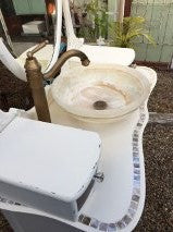 SOLD! Antique 1900 Bathroom Vanity, Mirror, Tiger Oak Wood, Antique White, Dream Mother of Pearl Mosaic-Sale!!