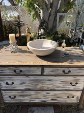 SOLD Bathroom Vanity, Cottage Chic, Farmhouse, Old White with Coco, Bronze Mother of Pearl