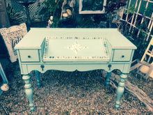SOLD! Vintage Secretary Desk, Green/Blue/ Mother of Pearl Mosaic Inlay