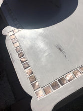 SOLD! Antique Bathroom Vanity, Cottage Chic, Grey, Mother of Pearl Tile Inlay, Marble  Vessel and Antique Bronze faucet